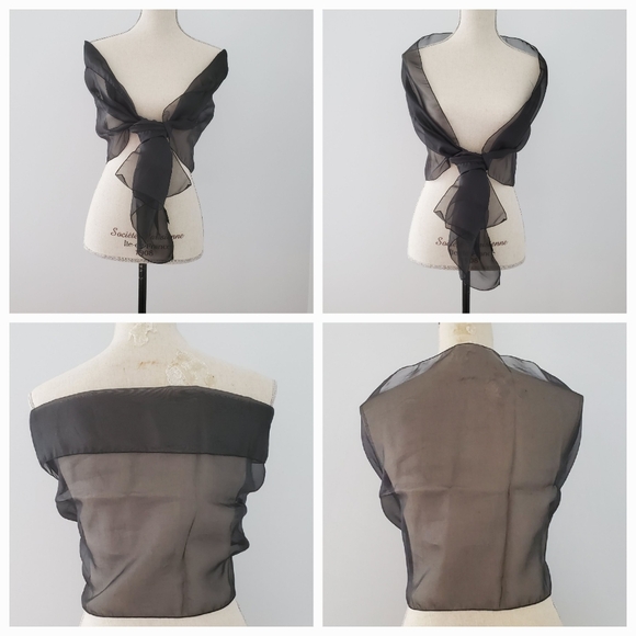 3 Sheer Scarves: 2 Black, 1 Brown Leopard,  Fancy Professional Dressy - Picture 6 of 9